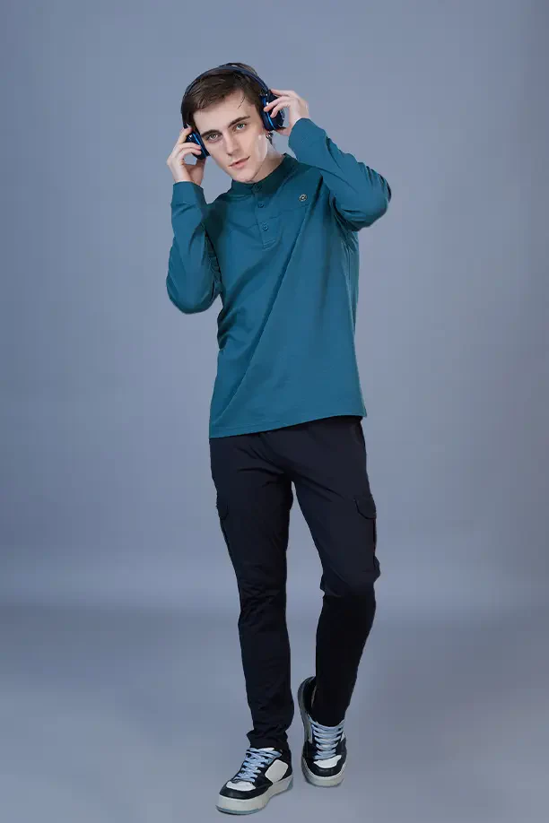 ATLAS FULL SLEEVES T-SHIRT - TEAL BLUE - Image 6