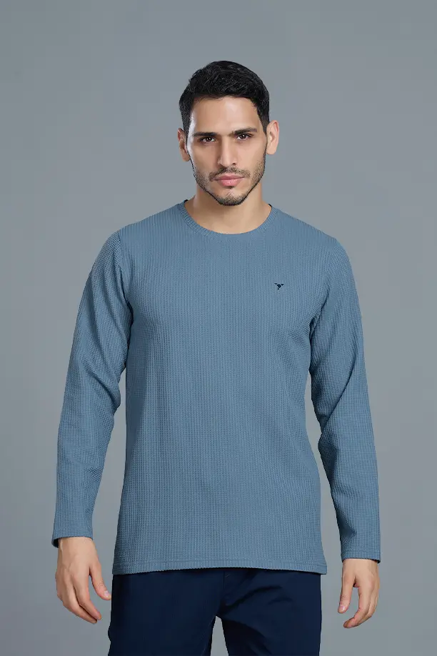 BOOST ROUND NECK FULL SLEEVE T SHIRT - CHINA BLUE - Image 3