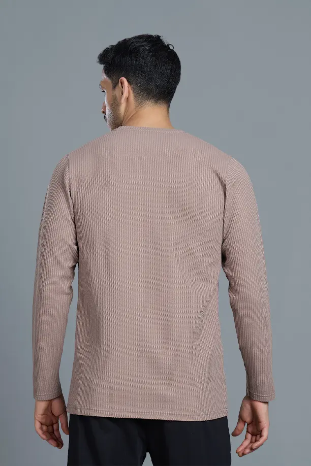 BOOST ROUND NECK FULL SLEEVE T SHIRT - LIGHT BROWN - Image 5
