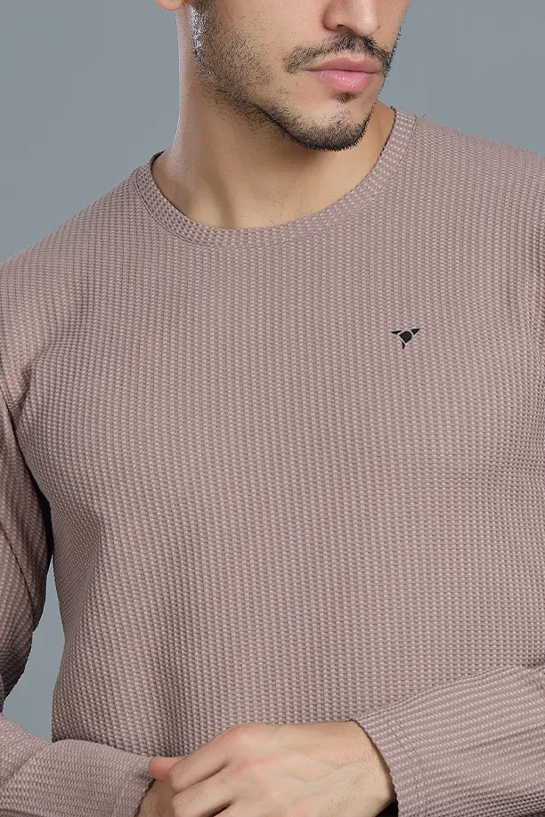 BOOST ROUND NECK FULL SLEEVE T SHIRT - LIGHT BROWN - Image 6