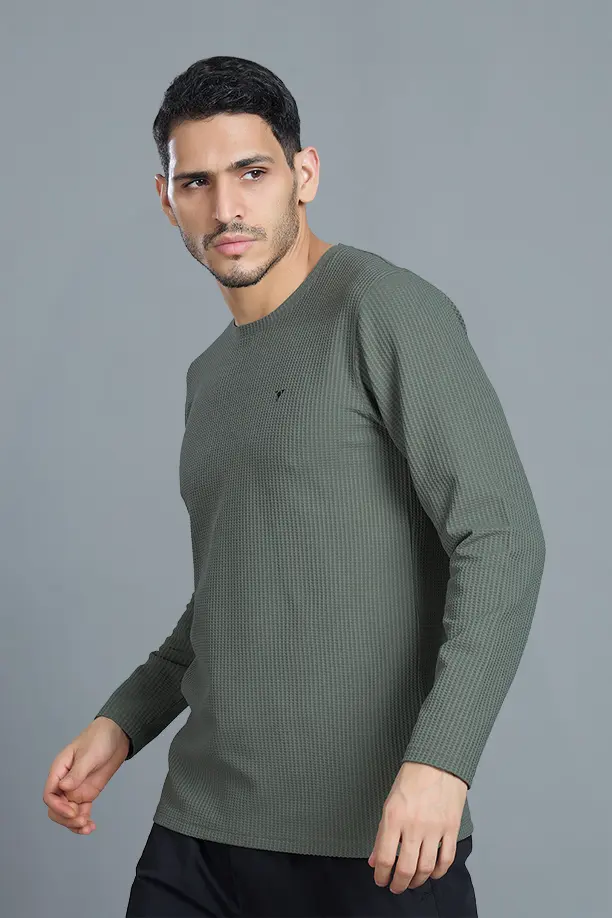 BOOST ROUND NECK FULL SLEEVE T SHIRT - SMOCKY OLIVE - Image 4