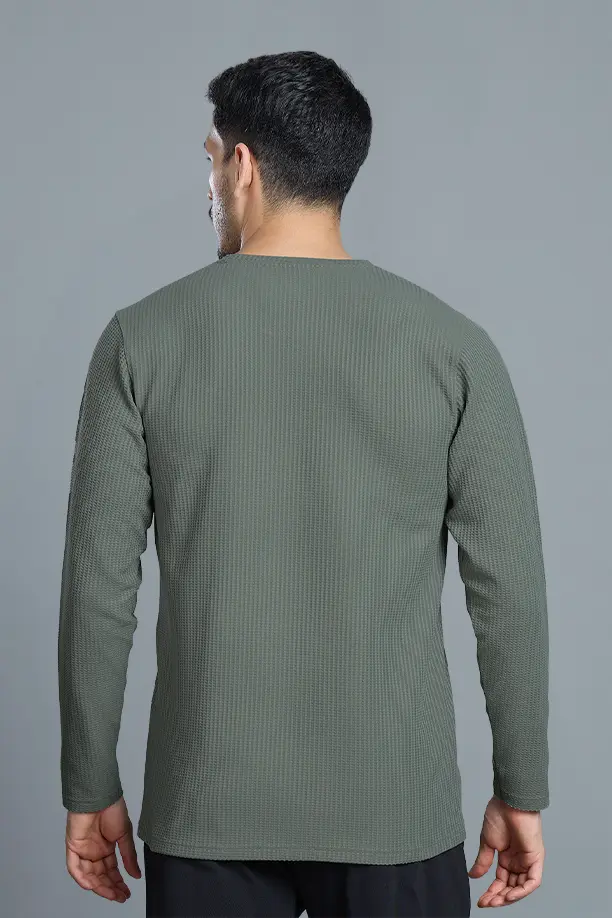 BOOST ROUND NECK FULL SLEEVE T SHIRT - SMOCKY OLIVE - Image 5