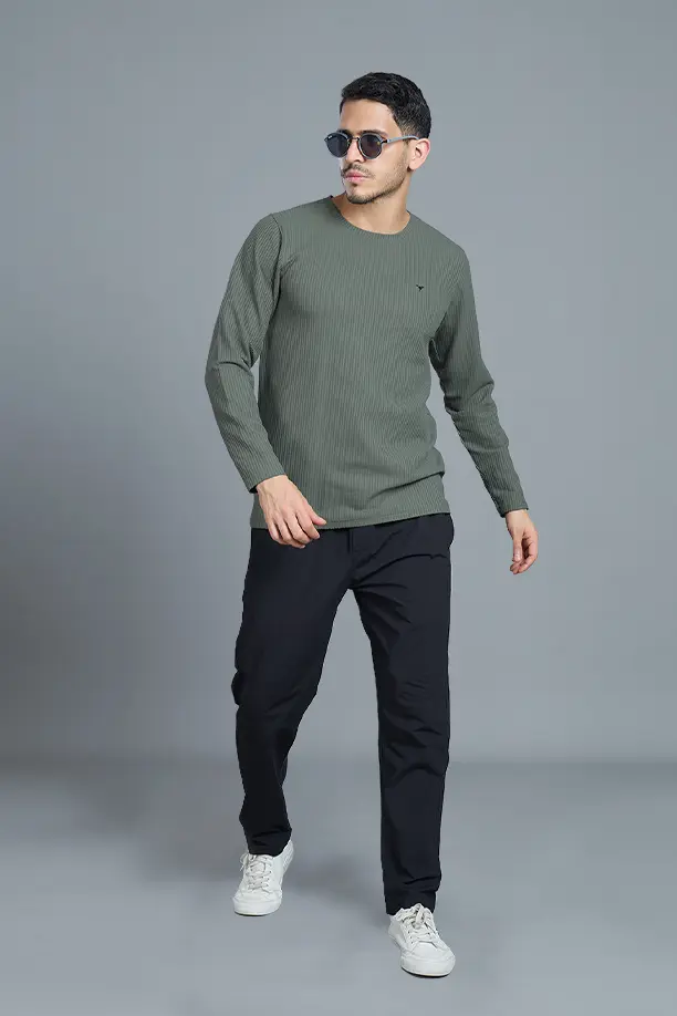 BOOST ROUND NECK FULL SLEEVE T SHIRT - SMOCKY OLIVE - Image 6
