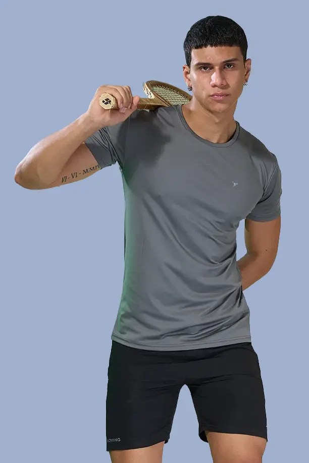 BUTTER LYCRA R-NECK T-SHIRT - ZACHO GREY