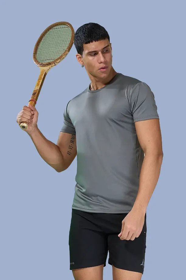 BUTTER LYCRA R-NECK T-SHIRT - ZACHO GREY - Image 2
