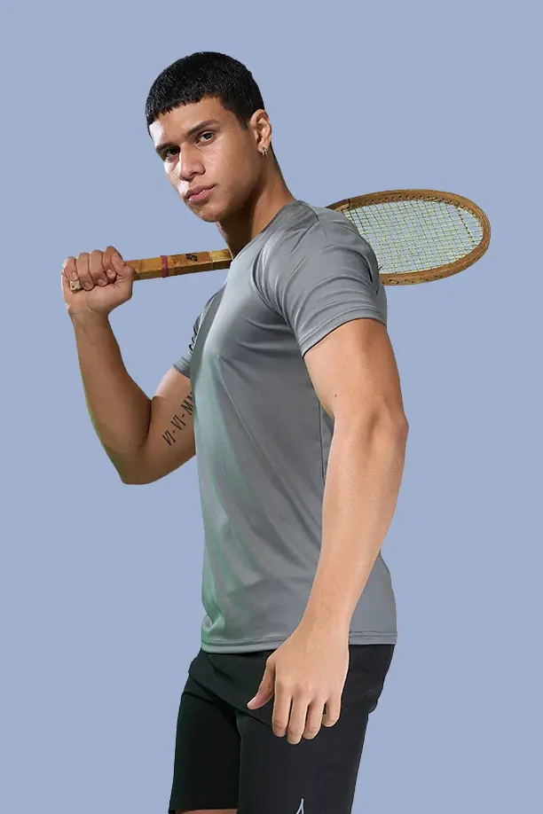 BUTTER LYCRA R-NECK T-SHIRT - ZACHO GREY - Image 4