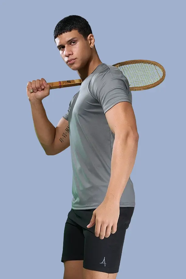 BUTTER LYCRA R-NECK T-SHIRT - ZACHO GREY - Image 6