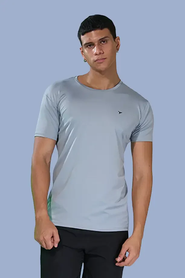 BUTTER LYCRA R-NECK T-SHIRT - LIGHT GREY - Image 5