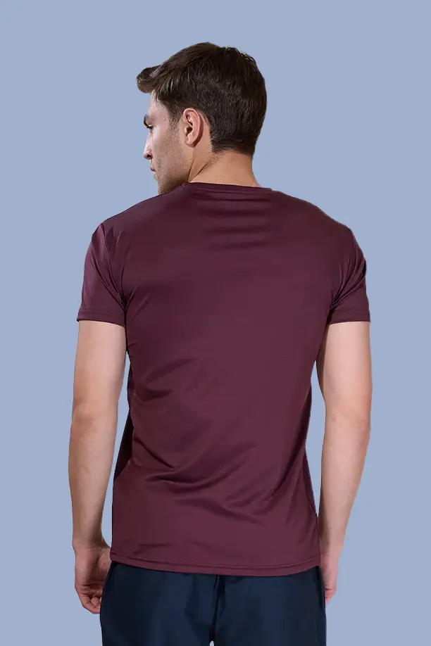 BUTTER LYCRA R-NECK T-SHIRT - MAROON - Image 6