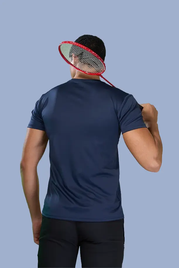 BUTTER LYCRA R-NECK T-SHIRT - NAVY BLUE - Image 3