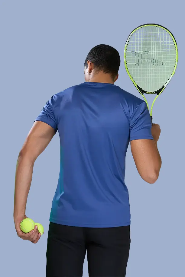 BUTTER LYCRA R-NECK T-SHIRT - BLUE - Image 2