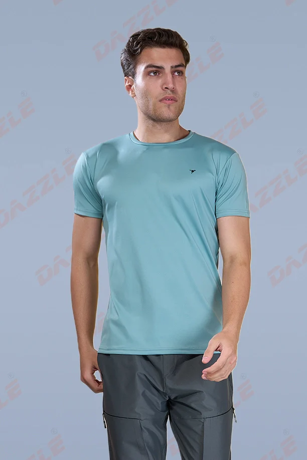 BUTTER LYCRA R-NECK T-SHIRT - PISTA - Image 3