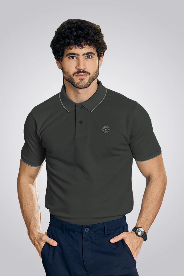 CLASSIC COTTON T-SHIRT - MELANGE BLACK - Image 3