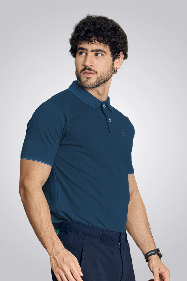 CLASSIC COTTON T-SHIRT - MELANGE BLUE - Image 4