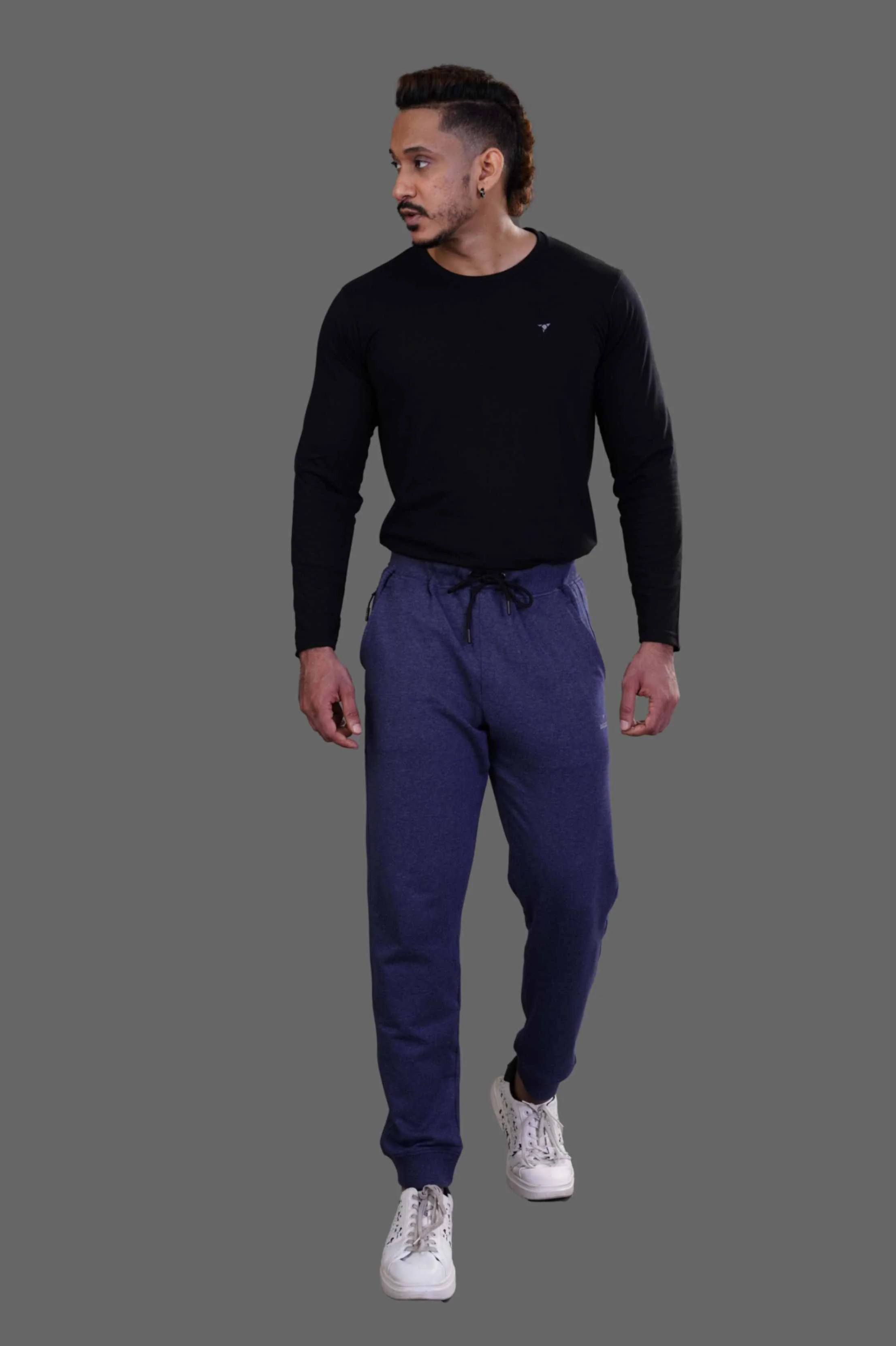 COTTON JOGGER - MELANGE BLUE - Image 3