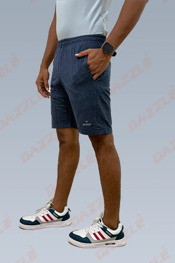 CRAZY COTTON LONG SHORTS - MELANGE BLUE