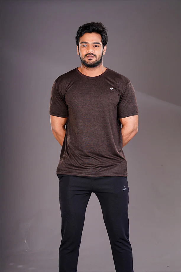 DRYFIT ROUND NECK T- SHIRT - COFFEE - Image 4