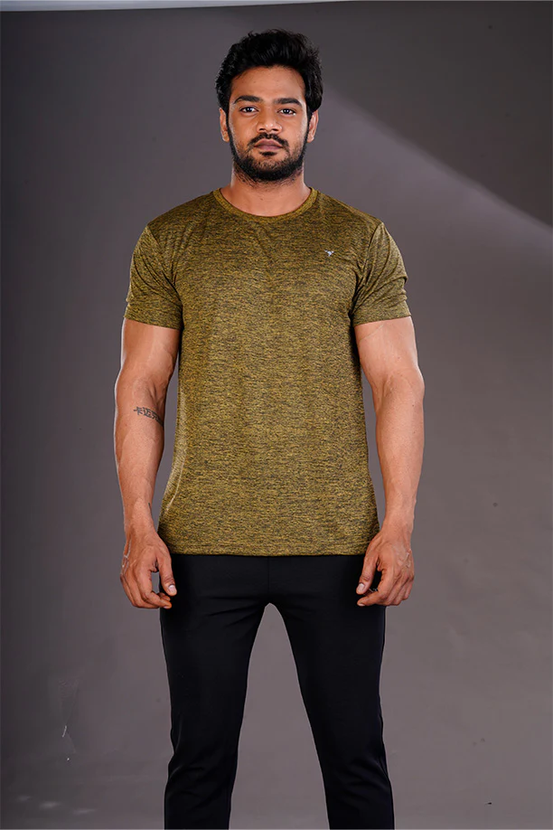 DRYFIT ROUND NECK T- SHIRT - GOLD - Image 3
