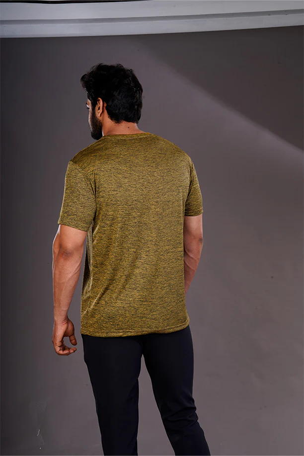 DRYFIT ROUND NECK T- SHIRT - GOLD - Image 4