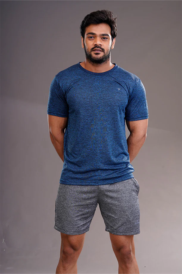DRYFIT ROUND NECK T- SHIRT - NAVY BLUE - Image 4