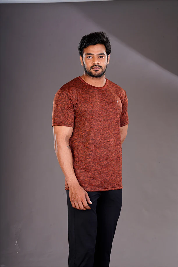DRYFIT ROUND NECK T- SHIRT - ORANGE - Image 3
