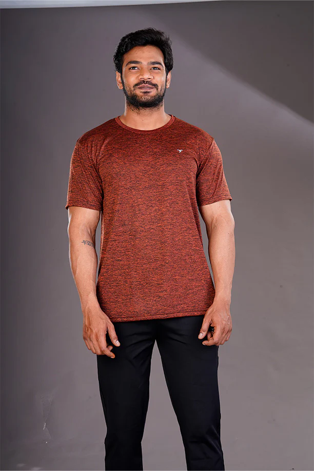 DRYFIT ROUND NECK T- SHIRT - ORANGE - Image 4