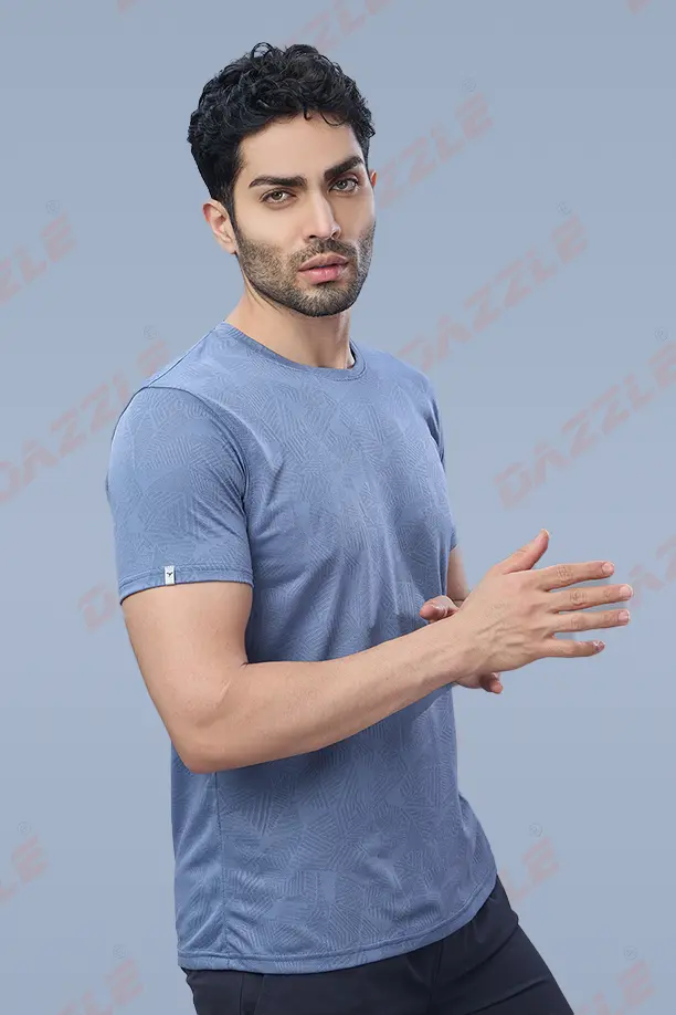 JK ROUND NECK T-SHIRT - BLUE GREY - Image 3