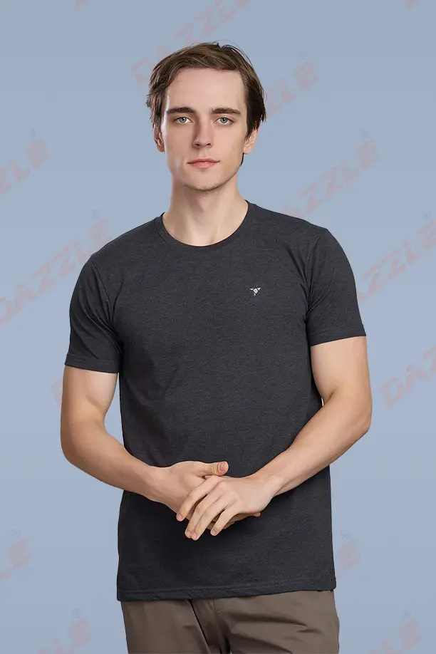 PC ROUND NECK T-SHIRT - MELANGE BLACK - Image 3