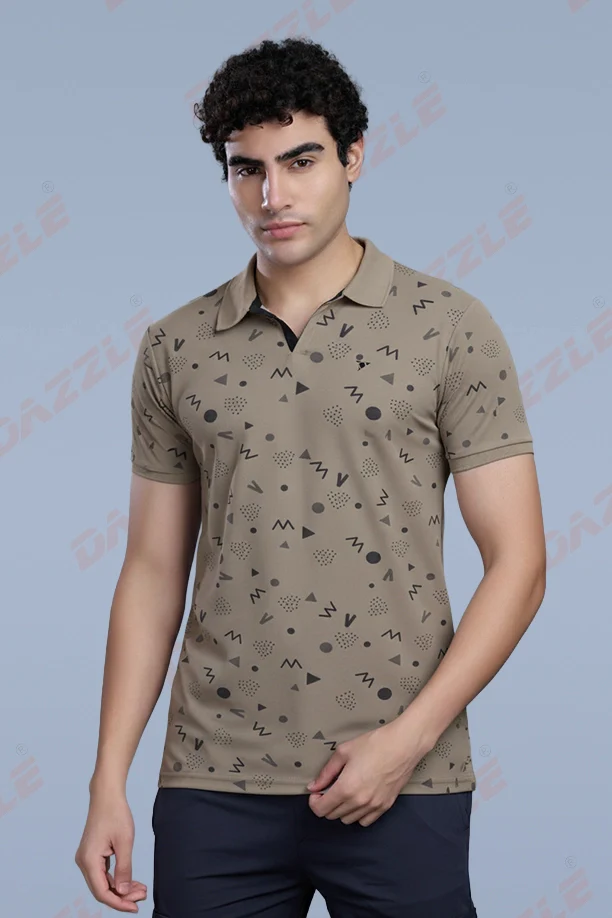 PRINTED MATTY T-SHIRT - LIGHT BROWN - Image 3