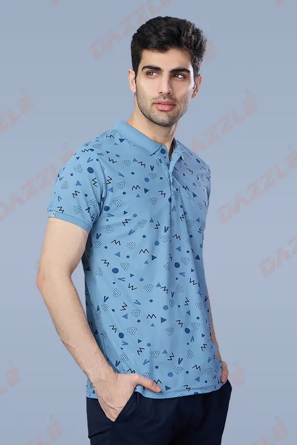 PRINTED MATTY T-SHIRT - SKY BLUE - Image 3