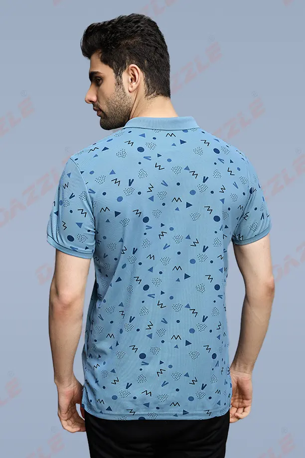 PRINTED MATTY T-SHIRT - SKY BLUE - Image 4