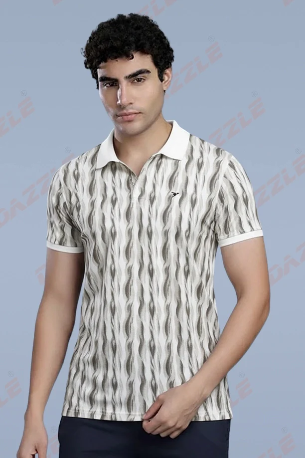 PRINTED MATTY T-SHIRT - WHITE GREY WAVY