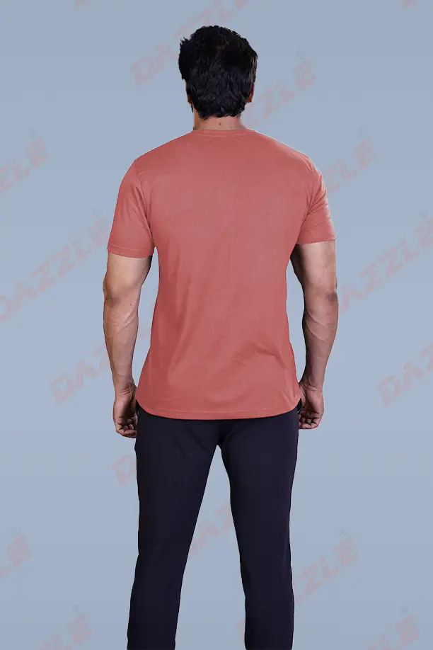 PRINTED ROUND NECK T-SHIRT PRINT - MOTOR CYCLES-BRICK RED - Image 3