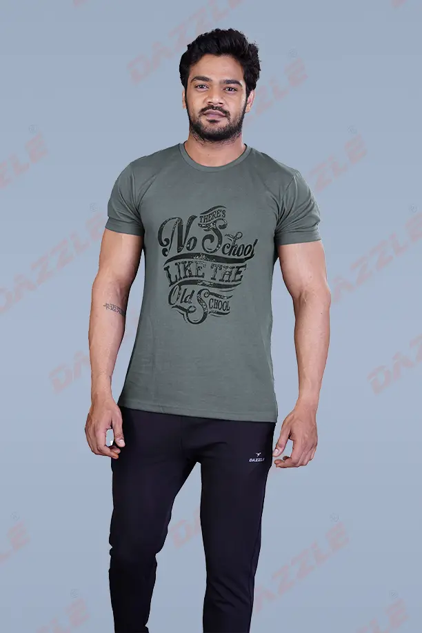 PRINTED ROUND NECK T-SHIRT PRINT - NO SCHOOL - DARK GREY - Image 4