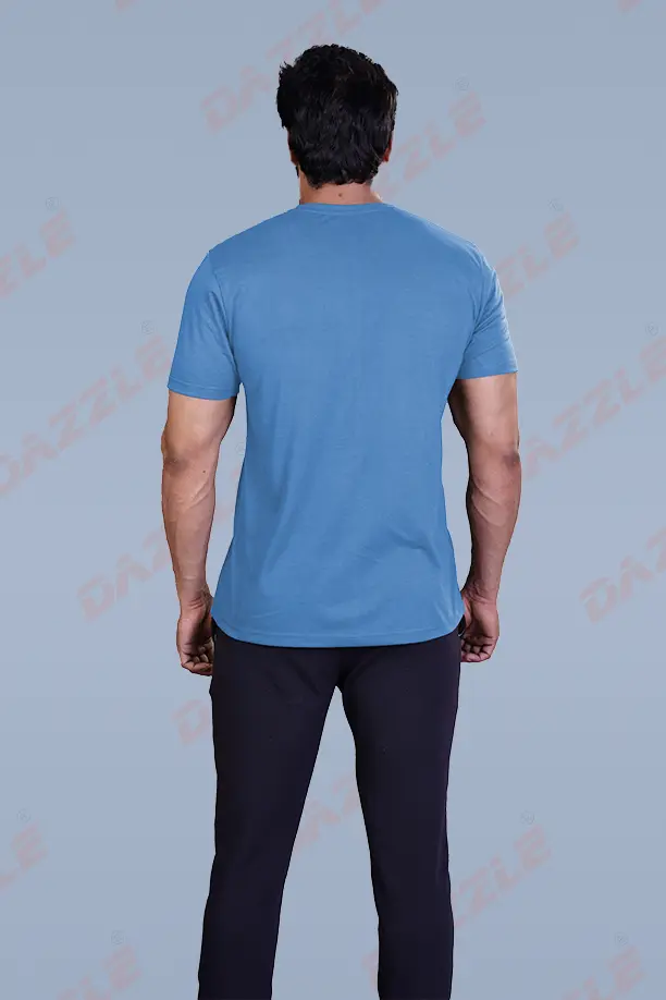 PRINTED ROUND NECK T-SHIRT PRINT - STAR STAFF-BLUE GREY - Image 2