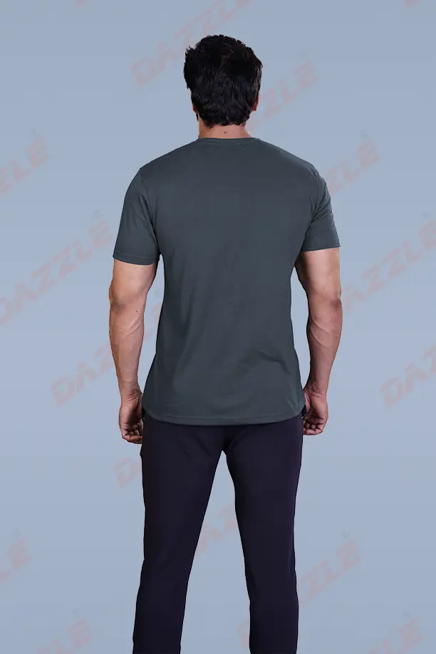 PRINTED ROUND NECK T-SHIRT PRINT - STAR STAFF-MELANGE BLACK - Image 2