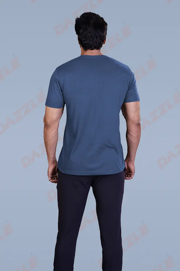PRINTED ROUND NECK T-SHIRT PRINT - SUPER DAD-NAVY BLUE - Image 3