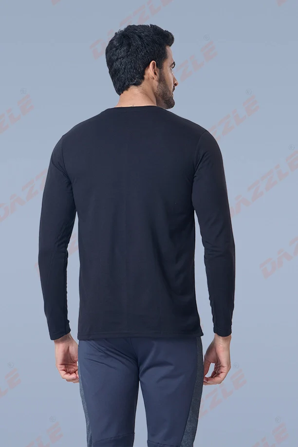 ROUND NECK T-SHIRT FULL SLEEVE (PC) - BLACK - Image 4