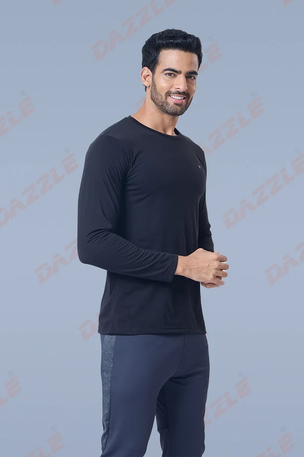 ROUND NECK T-SHIRT FULL SLEEVE (PC) - BLACK - Image 6