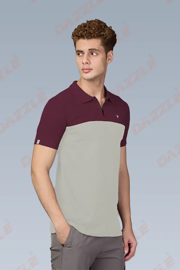 SPRING T SHIRT - MAROON CAMEL