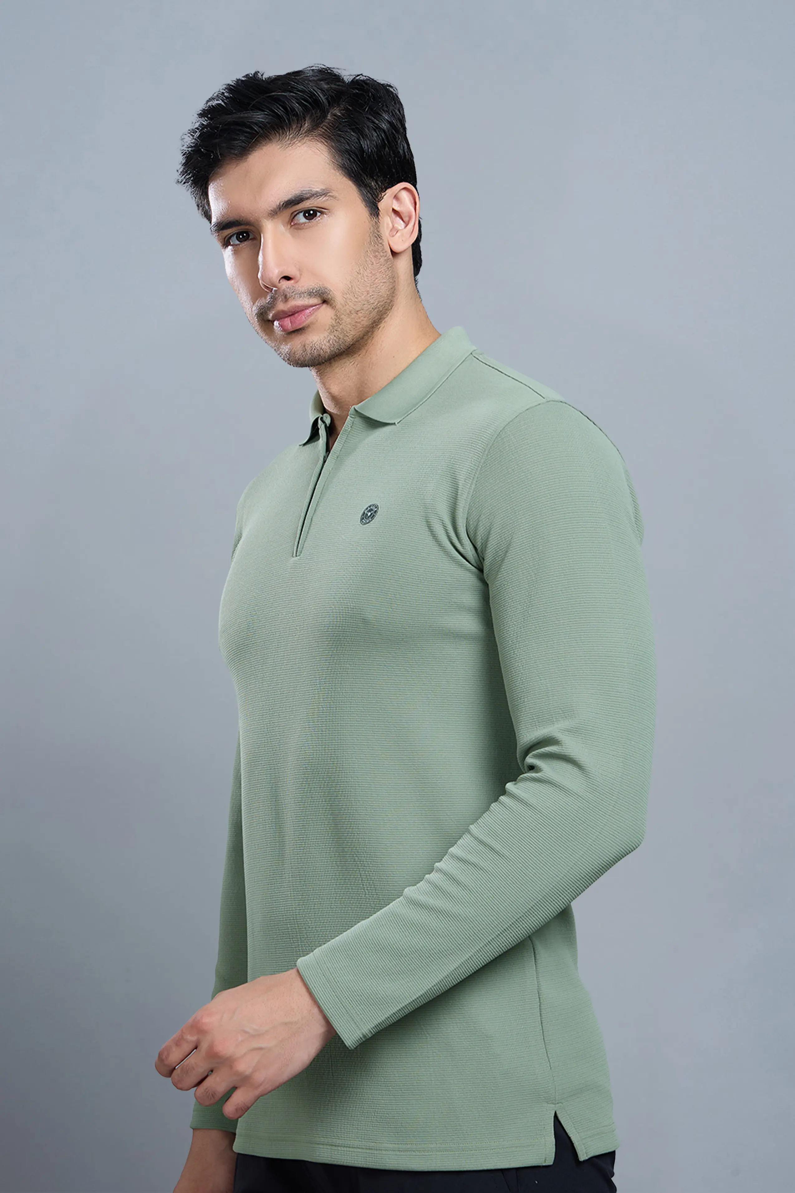 TANGY FULL SLEEVE TSHIRT - DUSTY OLIVE - Image 3