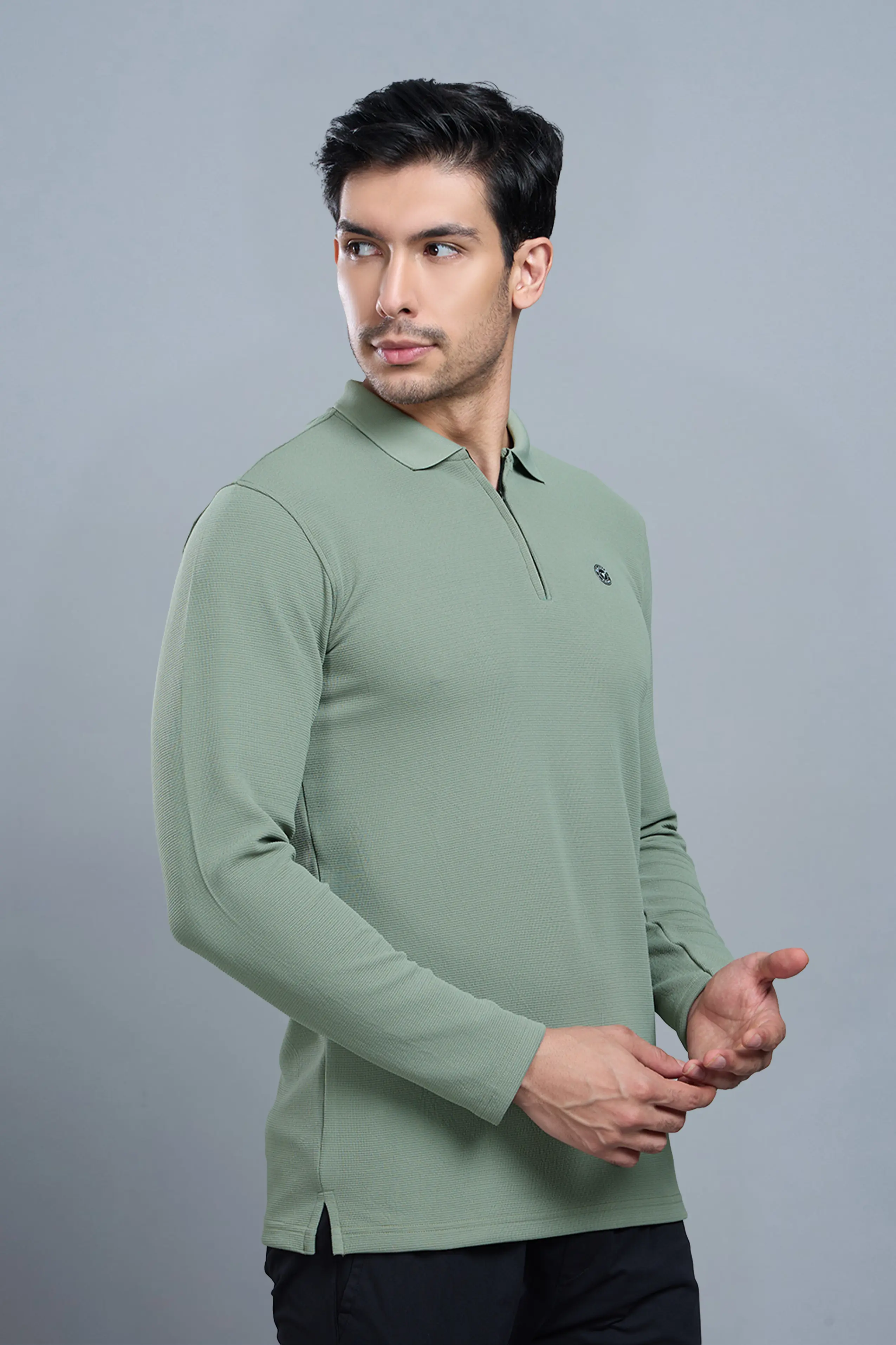 TANGY FULL SLEEVE TSHIRT - DUSTY OLIVE - Image 5