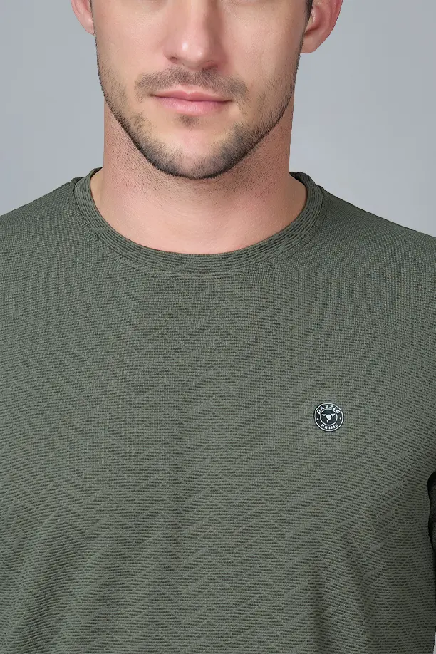 WAVE FULL SLEEVE TSHIRT- OLIVE GREEN - Image 3
